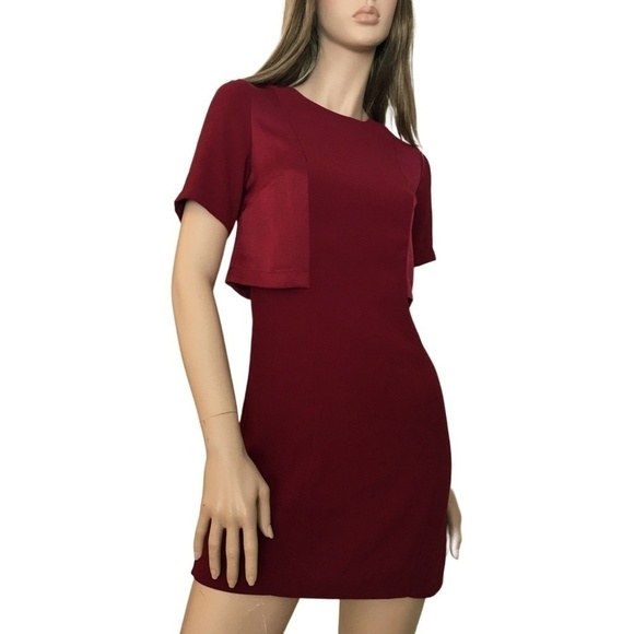 Topshop Dress Bolero Satin Overlay Back A-line Short Sleeve Burgundy Mini Short - Picture 6 of 16